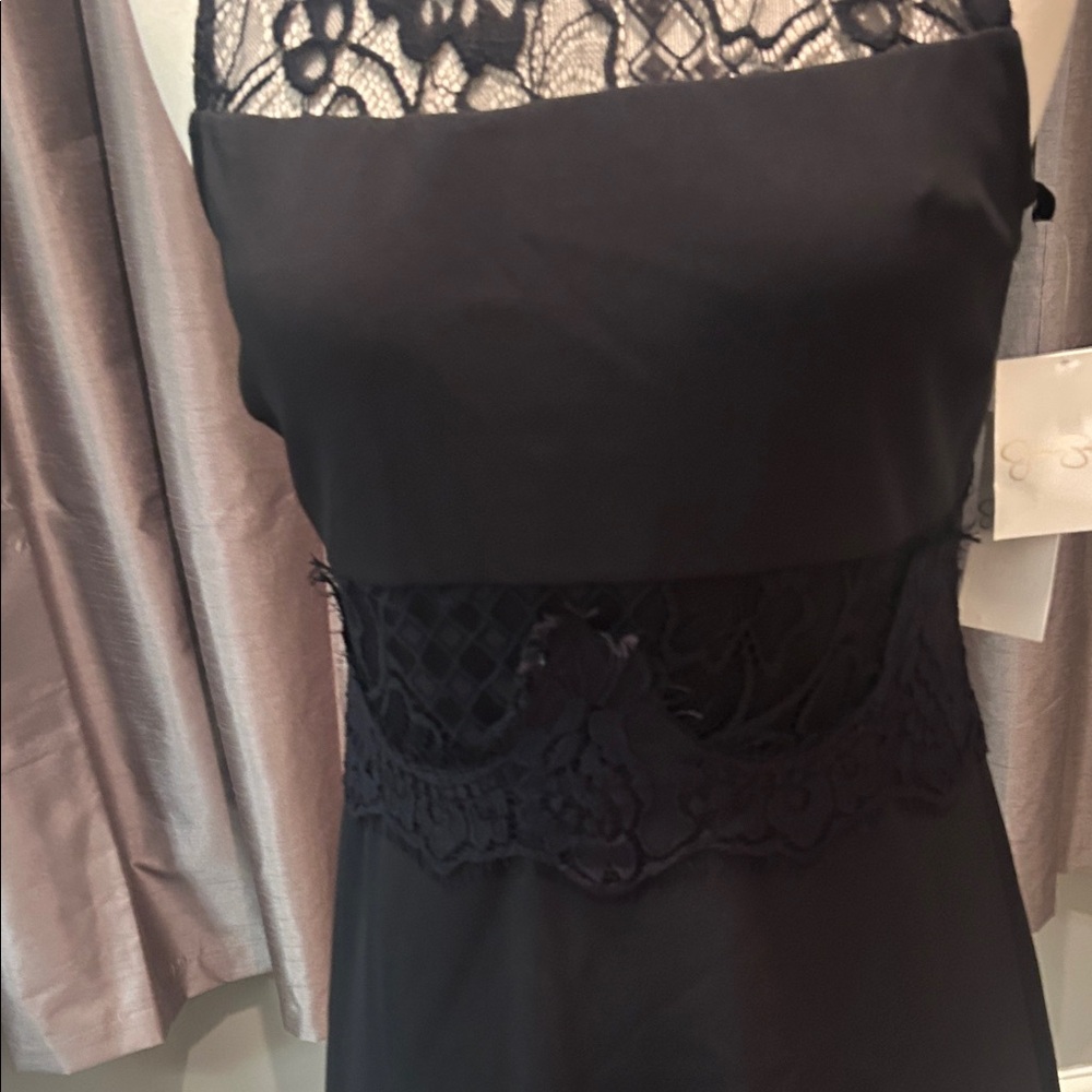 Jessica Simpson Little Black Lace Dress with gold neckline NEW - Picture 4 of 13